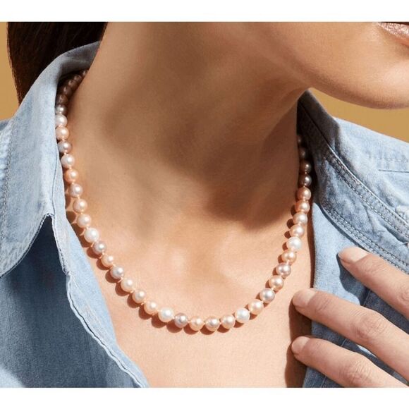 THE PEARL SOURCE 6.5-7.0mm Freshwater Multicolor Pearl Necklace - AAA Quality 18 - Picture 4 of 6